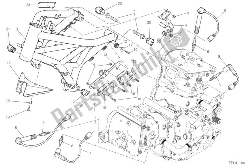 All parts for the Frame of the Ducati Monster 1200 25 TH Anniversario USA 2019